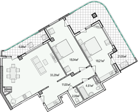 Планировка квартиры А802 в ЖК Ласточкино Гнездо (Гаспра)
